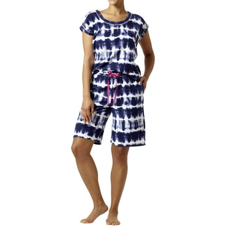 Hue Womens Baby Terry Lounge Bermuda 2-Piece Set HL223500 Medieval Blue M