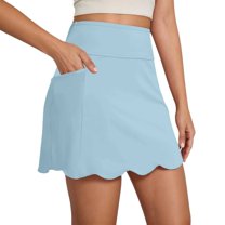 TANYSU Solid Color Women High Waist Pocket Yoga Skirt Casual Athletic Tennis Skirt For Workout Running Gym Daily Wear Stretchy Comfort Skirt M