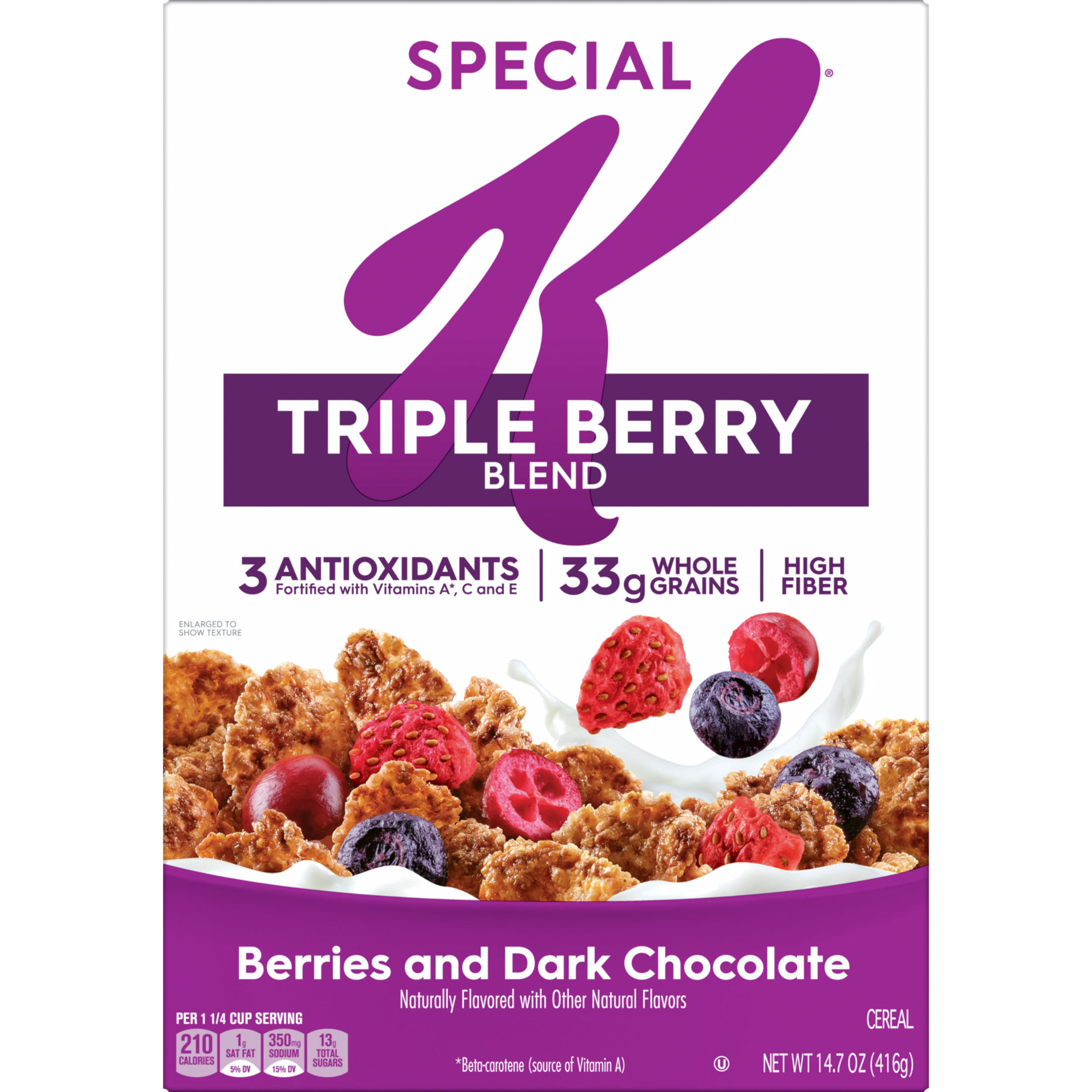 Kellogg's Special K Plus Berries and Dark Chocolate Super Blend Cereal, High Fiber, 14.7  oz