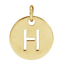 14k Yellow Gold Letter Name Personalized Monogram Initial H 10mm Polished Initial Disc Pendant Necklace Pendant for Wome