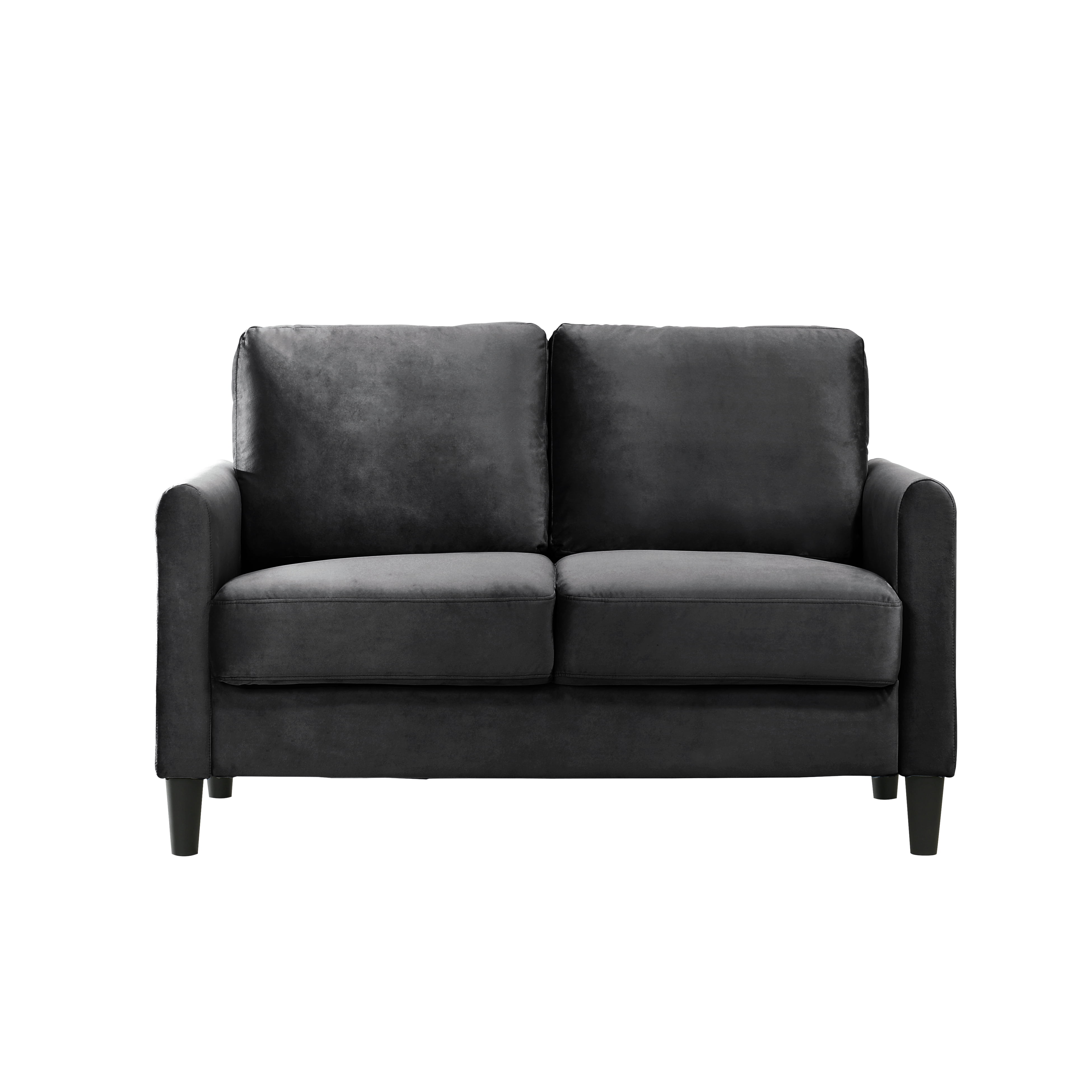 Home Design Airell 2-Piece Living Room Set with Loveseat and Sofa, Soft Velvet Fabric, Modern Upholstered Design, Dark Gray