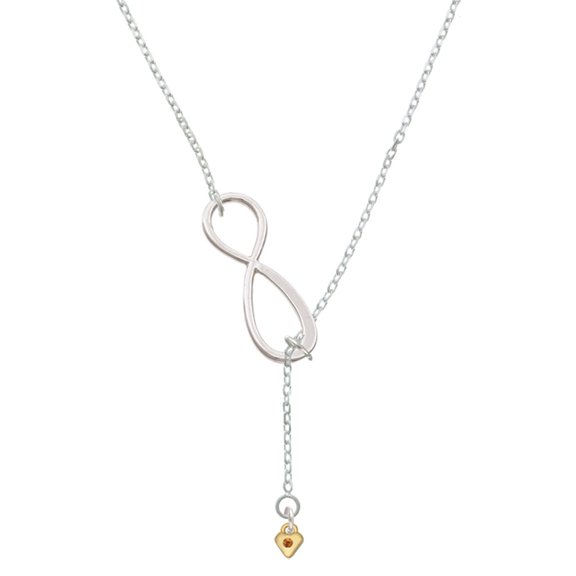 Delight Jewelry Goldtone Mini November - Yellow Crystal Heart Silver tone Elegant Infinity Lariat Necklace