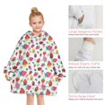 thumbnail image 6 of Red Strawberry Plants Leaf White Pattern Blanket Hoodies for Kids 6-13YR Oversize Wearable Blanket Hoodies for Boys Girls Teens, 6 of 7