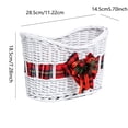 thumbnail image 4 of White Wicker Christmas Storage Basket with Plaid Bow,Curved Open Weave Organizer Basket for Holiday Gifts,Tabletop and Home Storage 11.22*7.28*5.71IN, 4 of 7