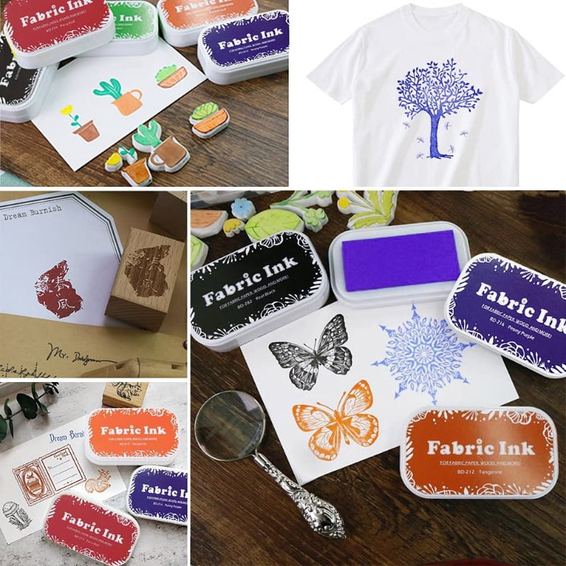 2PC Fabric Ink Pads for Rubber Stamps, Washable Craft Ink Pads for Card Making Scrapbooking, Permanent Ink Pads for Wood, Paper, 3.7 x 2.1 Inch