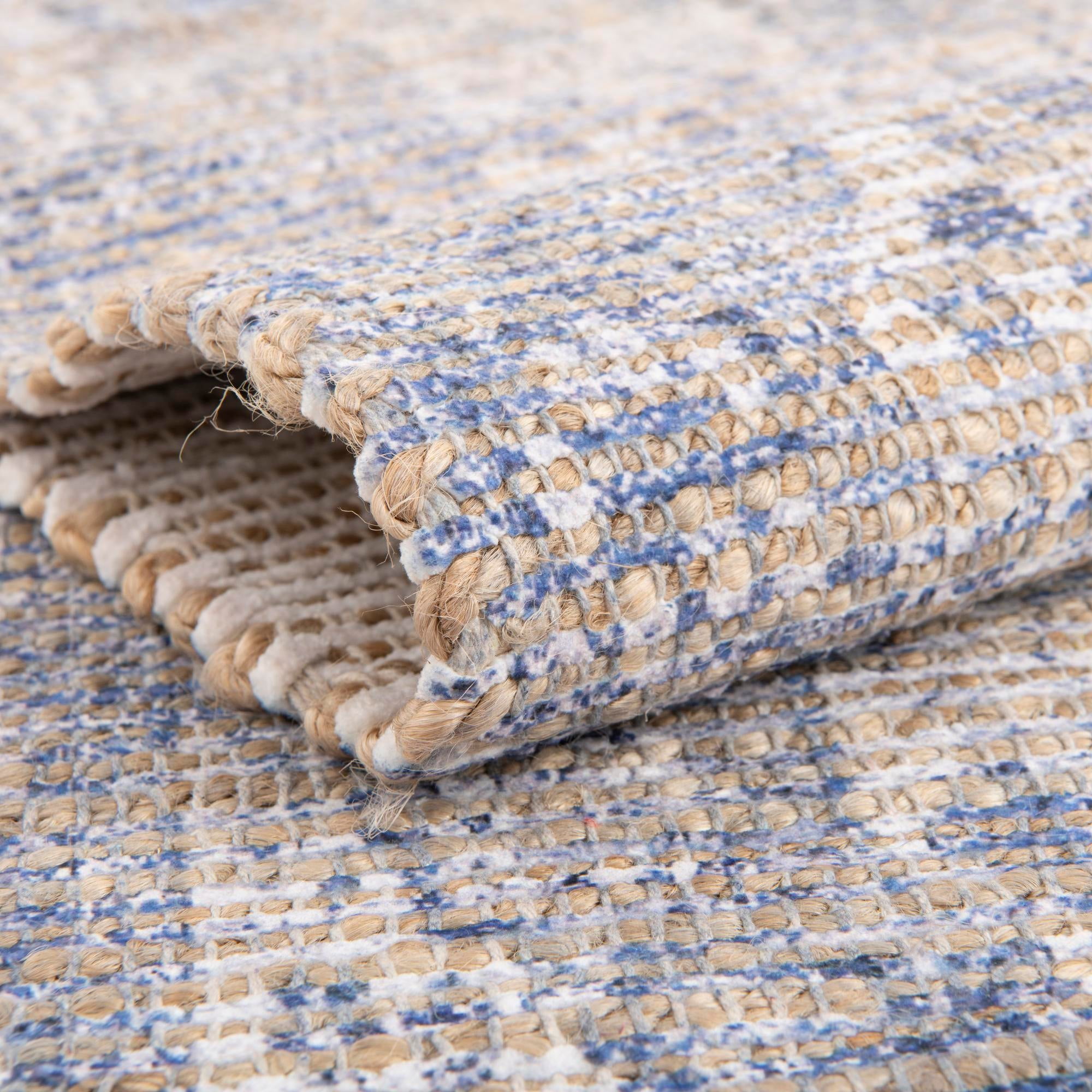 Unique Loom Chenille Jute Collection Area Rug - Amba (9' x 12' Rectangle Blue/Ivory)