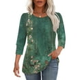 thumbnail image 5 of Enjoytime Womens Summer Tops Floral Printed Round Neck 3/4 Blouse Business Casual Work Plus Size Shirts, 5 of 7