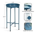 thumbnail image 2 of Kate and Laurel Celia Round Metal Foldable Accent Table, 15 x 26, Blue, Transitional Small Side Table with a Removable Magnetic Tray Tabletop and Space-Saving Folding Base, 2 of 7