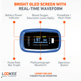thumbnail image 3 of LOOKEE® Premium Fingertip Pulse Oximeter Finger Monitor | FSA/HSA Eligible Oxygen Finger Monitor with Auto-Rotating OLED Display, Plethysmograph Waveform & Pulse Graph | Batteries and Lanyard, 3 of 13
