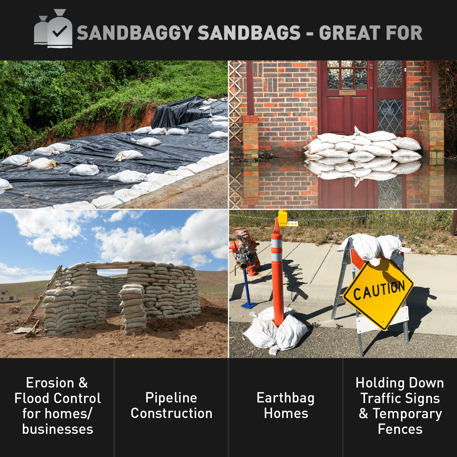 Sandbags - Size: 14 x 26 - White - Sandbags Empty - Sandbags Wholesale  Bulk - Sand Bag - Flood Water Barrier - Water Curb - Tent & Store Bags by  Sandbaggy (50 Bags) : : Electronics