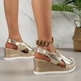 thumbnail image 5 of BONIXOOM Womens Sandals Clearance Fall Buckle Platform Casual Fashion Womens Shoes Gold Size 9, 5 of 9