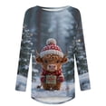 thumbnail image 3 of Horkkom Funny Christmas Shirts for Women Crew Neck Cute Graphic Blouses Loose Pullover Fall Tops L, Gifts for Women, 3 of 4