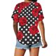 thumbnail image 4 of Camiseta de manga corta plisada elástica con cuello en V y estampado floral de talla grande para mujer OAVQHLG3B Store lin121212, 4 of 4