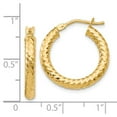 thumbnail image 3 of Leslie's Real 14kt Yellow Gold ForeverLite Polished and Textured Hoop Earrings; for Adults and Teens; for Women and Men, 3 of 3