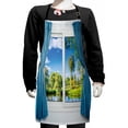 thumbnail image 1 of Country Kids Apron, Rural View from the Window Reflection in Water Lake Tree in Summertime, Boys Girls Apron Bib with Adjustable Ties for Cooking Baking Painting, Slate Blue Green White, by Ambesonne, 1 of 2
