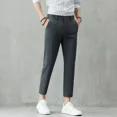 thumbnail image 5 of Pantalones de traje negros para hombre, pantalones rectos de verano para hombre, pantalones cortos, novedad en ropa de lujo, elegante, fina, informal, para el trabajo, baratos, 5 of 5