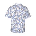 thumbnail image 3 of Balery Rabbit And Floral Print Men's Hawaiian Shirts Short Sleeve Beach Shirt Relaxed Fit Vacation Button Down Shirts-Small, 3 of 9