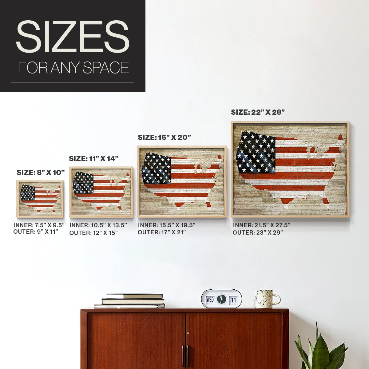 American Flag by Daniela Santiago - Restickable Framed Giclée Print