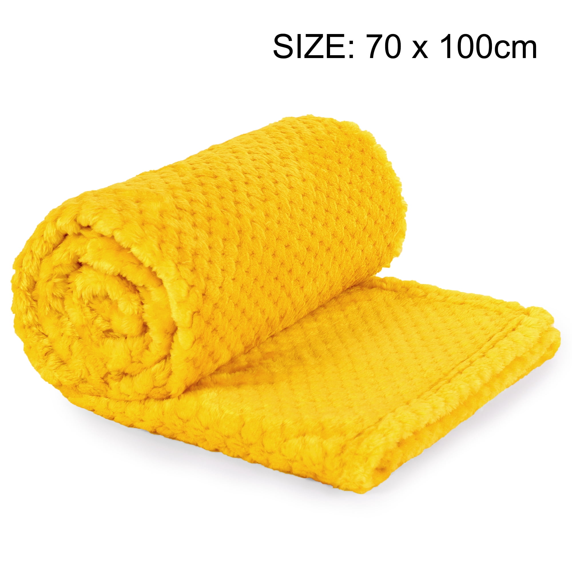 Unique Bargains Soft Flannel Fleece Velvet Blanket Yellow 30" x 40"