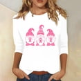 thumbnail image 2 of IROINNID Deals Breast Cancer Pullover for Women Breast Cancer Awareness Comfy Printed Loose T-shirt 3/4 Sleeves Blouse Round Neck Tops,White, 2 of 5