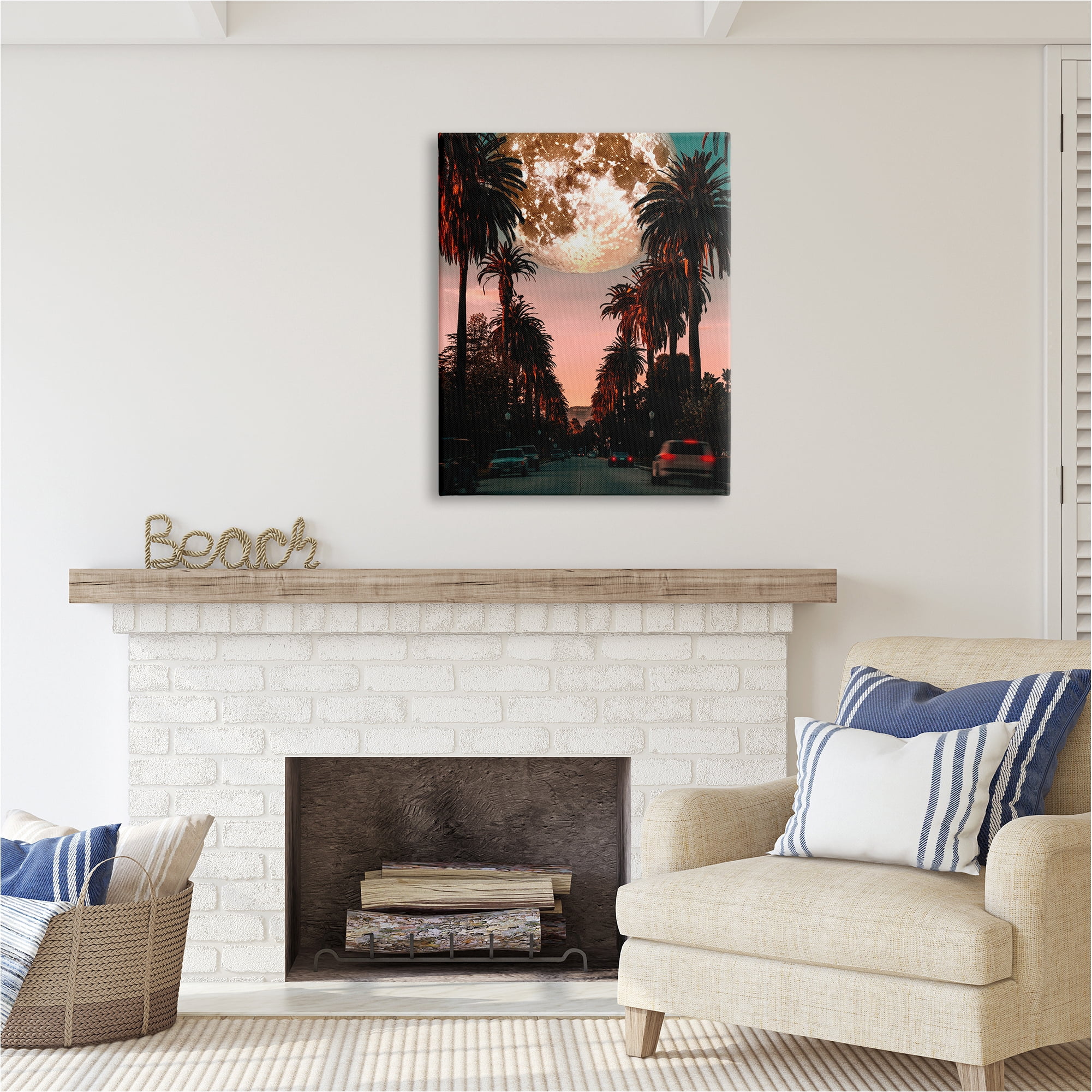 Stupell Industries Tropical Moon Sunset Botanical & Floral Painting Gallery Wrapped Canvas Art Print Wall Art, 30 x 40