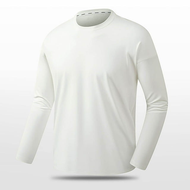 AherBiu Plus Size Men's Long Sleeve Shirts Crewneck Quick Drying Lightweight Athletic Tees Running Workout Active Pullover Tops