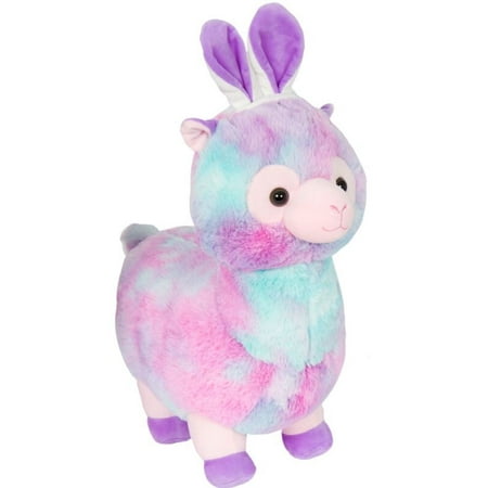 Kellytoy Easter 16.5 inch Purple Tie Dye Llama with Bunny Ears Plush