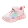 thumbnail image 3 of yboeqw Toddler Girls Hook and Loop Light‑Up Sneakers Butterfly Sequin Decor LED Flashing Heart Sole Lightweight Non‑Slip Casual Athletic Shoes for Little Girls, 3 of 8