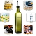 thumbnail image 6 of CozyNestFinds Olive Oil Dispenser Bottle,1 Pcs Green Glass Olive Oil Dispenser and Vinegar Dispenser Set with 2 Stainless Steel Pourers,2Labels,1Brush and 1Funnel Oil Bottles for Kitchen,17oz(500ml), 6 of 15