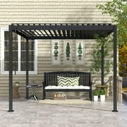 Mirador 10x 10 Outdoor Pergola, 80S Steel Frame w/ Adjustable Louvers Roof for Garden, Patio, Backyard, Charcoal