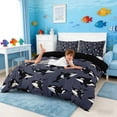 thumbnail image 4 of Manfei Cartoon Orca Dark Gray Duvet Cover Set for Kids Boys and Girls, Nautical Marine Print Bedding Full, Black Reversible 3-Piece, 1 Duvet Cover and 2 Pillowcases, 4 of 7