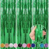 3 Pack 3.3 x 9.9 ft Green Foil Fringe Backdrop Curtains, Tinsel Streamers Party Decorations, Fringe Backdrop for Birthday, Dinosaur, St Patrick's Day, Soccer, Christmas