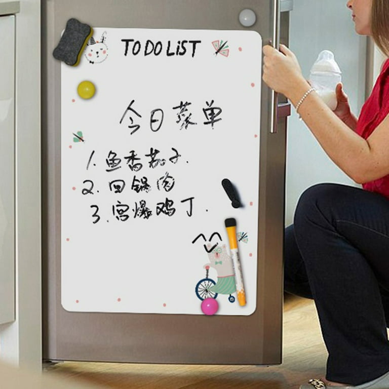 Magnetic Meal Planning Whiteboard - 14.5x11 Weekly Menu Board for Fridge -  7.5“x5.5 Notes - 7.5x5.5 Whiteboard for Kitchen Refrigerator - 6 Colors