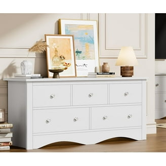 Naomi Home 5-Drawer Wooden Dresser Chest, Portable Storage Cabinet