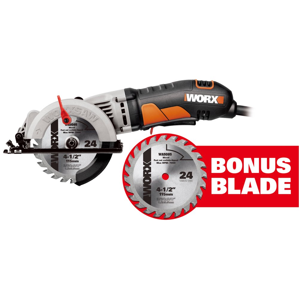 WORX 41/2Inch Compact Circular Saw With Bonus Blade, WO7027 Walmart