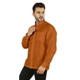 thumbnail image 4 of Bestman Solid Long Sleeve Shirt For Mens Front Double Button Placket Chinese Collar Shirt, 4 of 7