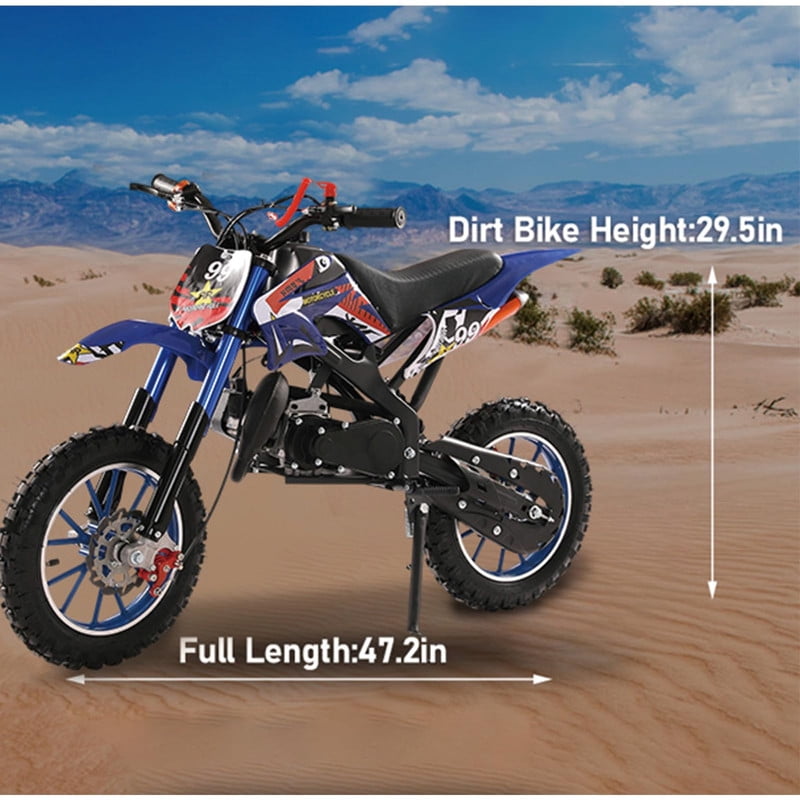 Seipouy 49CC Upgrade Mini Dirt Bike for Kid,2-Stroke Off Road Gas Power Motocross,Off-Road Pocket Motorcycle with Front Rear Disc Brakes,Children Trail Pocket Motorbike for Uphill & Up to 40KM/H