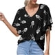 thumbnail image 1 of Camiseta de manga corta suelta con cuello en V y estampado informal a la moda de verano para mujer Fridja  zx3597, 1 of 5