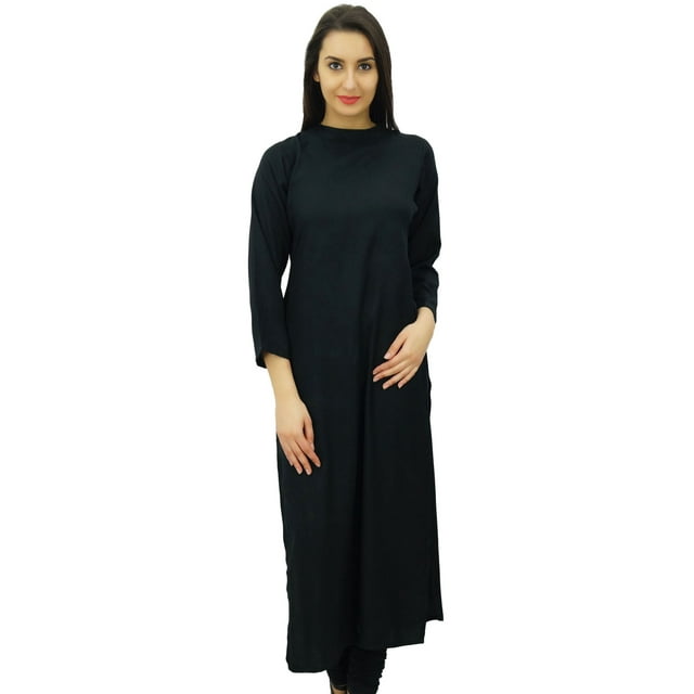 Bimba Kurta Droite à Manches Longues pour Femmes en Rayonne Ethnique Kurti Tunique Longue Unie