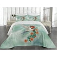 thumbnail image 2 of Ambesonne Animal Quilted Coverlet 3 Pcs, Bird with Flower Branch, Queen Size, Orange Green, 2 of 4
