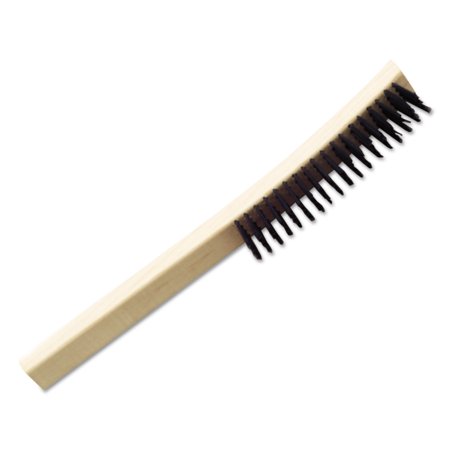 AbilityOne SKILCRAFT Wire Deburring Brush Black Carbon Steel Bristles, 6.75" Brush, 13.5" Tan Plastic Handle, GSA 7920002915815