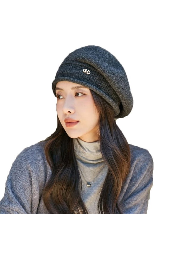 2025 Fashion Knit Beanie fro Women Soft Lightweight Stocking Cap Comfy Winter Outdoor Hats Slouchy Beanie Dark Gray