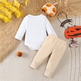 thumbnail image 6 of TOWED22 Baby Boy Halloween Outfit Newborn Pumpkin Romper+Pumpkin Pants+Hat Infant Boys First Halloween Outfit,White,0-3 M, 6 of 8
