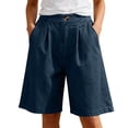 thumbnail image 2 of Aobny Womens Shorts Jean Denim Bermuda Bottoms Casual Plus Size High Waisted Baggy Shorts Women,Blue,XXL, 2 of 9
