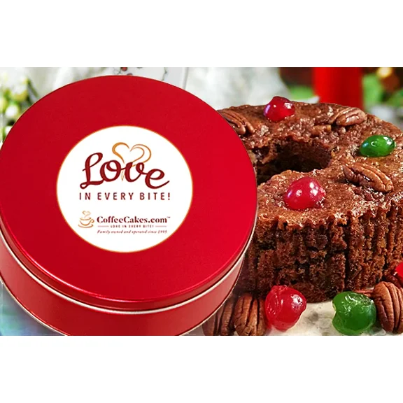 CoffeeCakes Abbey Fruitcake in Red Tin – Moist Mixed Fruitcake, Gluten-Free, Kosher, Long-Lasting Freshness, Holiday Treat