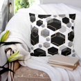 thumbnail image 3 of 18x18 Pillow Covers Set of 2, Black Grey Throw Pillow Covers Decorative Couch Cushion Case, Geometric Gold White Hexagon Modern Microfiber Square Pillowcases for Bedroom Car Living Room, 3 of 7
