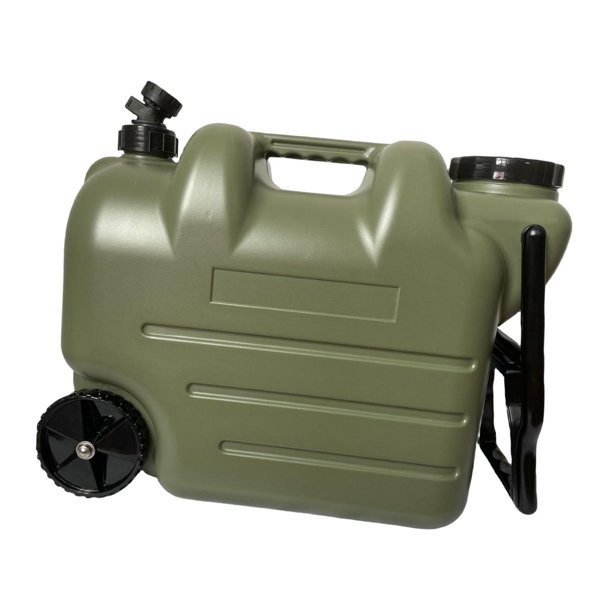 Jarra de agua para acampar con asa, gran capacidad, ruedas y grifo, portátil Verde
