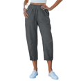 thumbnail image 3 of Casual Capri Pants for Women Summer Lightweight Drawstring Elastic Waist Pants with Pockets by Yigetop Grey L, 3 of 7