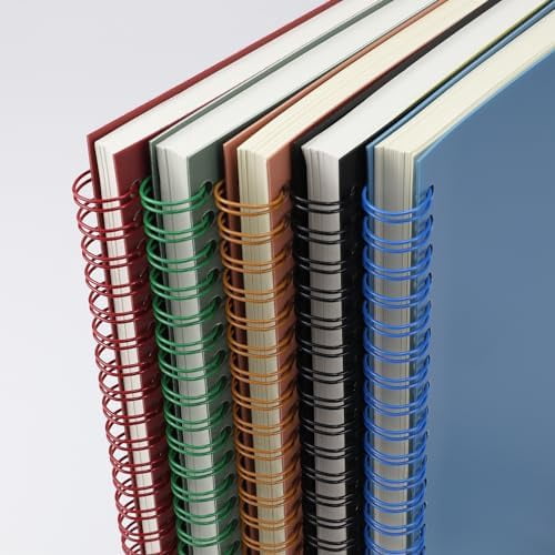 5 Pack Spiral Notebooks 8.3" x 5.7", 80 Sheets College Ruled Notebook with Plastic Waterproof Cover, A5 Lined Journal for Office, School,Home