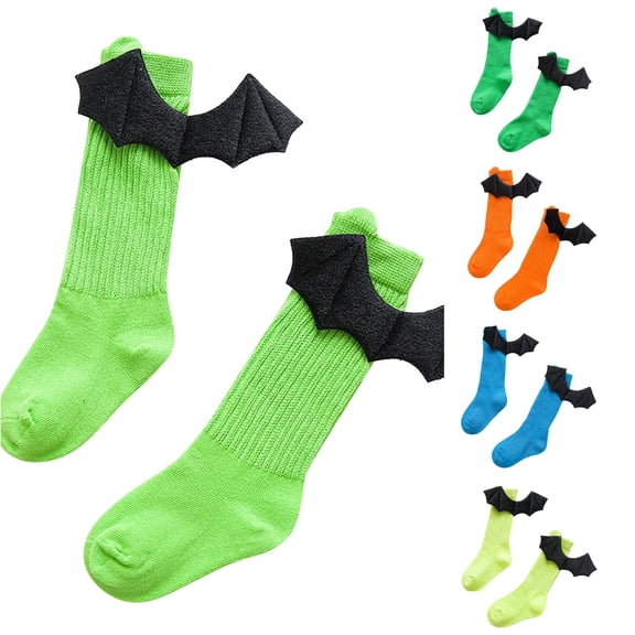 AWZXDE Halloween Knee High Socks for Kids Cute 3D Bat Wing Ribbed Knit Socks Soft Stretchy Novelty Party Socks for Cosplay Dress‑up Holiday Themed Party Daily Wear Mint Green - One Size